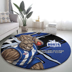North Melbourne Football Club Round Carpet Kangaroos Muscular Mascot Graphic - Abstract Paint Splatter Art