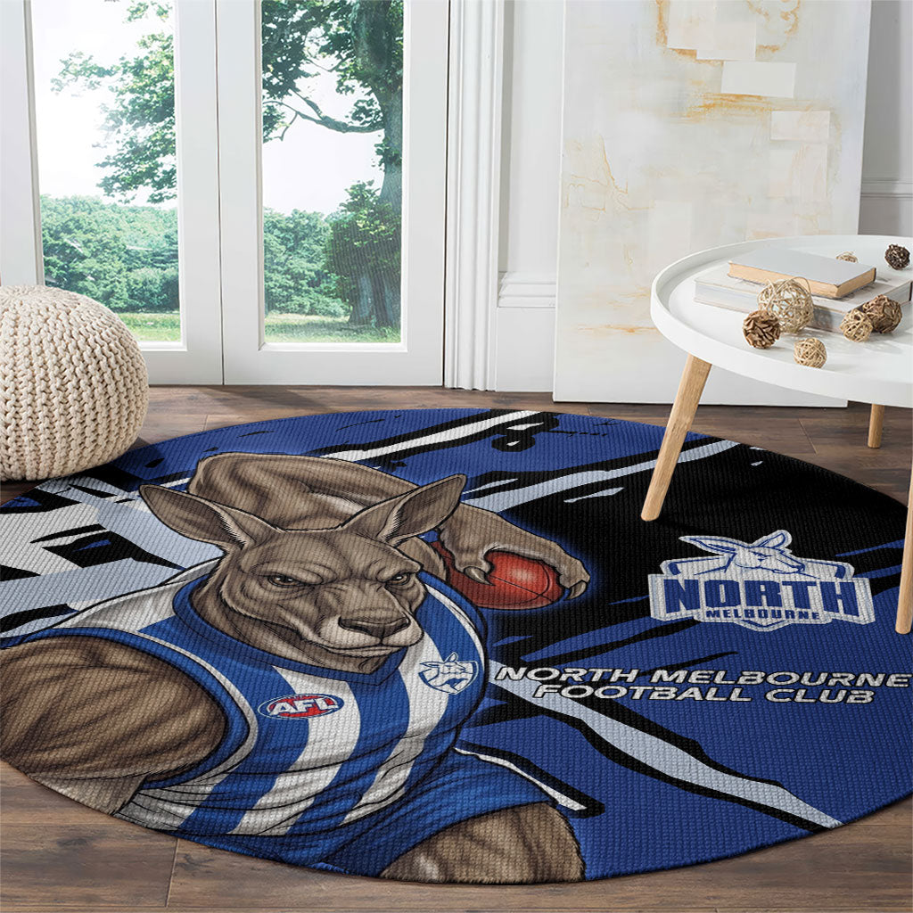 North Melbourne Football Club Round Carpet Kangaroos Muscular Mascot Graphic - Abstract Paint Splatter Art