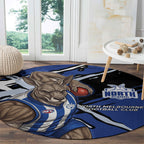 North Melbourne Football Club Round Carpet Kangaroos Muscular Mascot Graphic - Abstract Paint Splatter Art