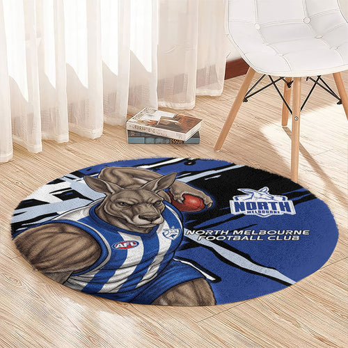North Melbourne Football Club Round Carpet Kangaroos Muscular Mascot Graphic - Abstract Paint Splatter Art