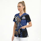 North Melbourne Football Club Scrub Top Kangaroos Muscular Mascot Graphic - Abstract Paint Splatter Art