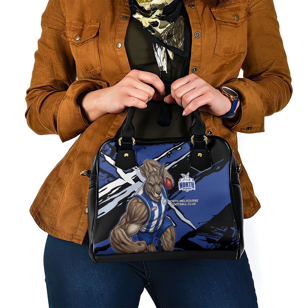 North Melbourne Football Club Shoulder Handbag Kangaroos Muscular Mascot Graphic - Abstract Paint Splatter Art