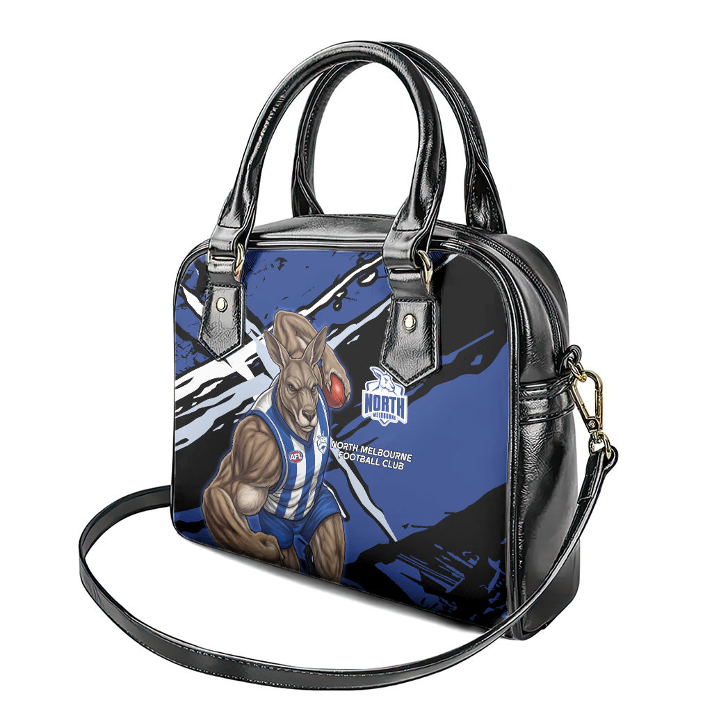 North Melbourne Football Club Shoulder Handbag Kangaroos Muscular Mascot Graphic - Abstract Paint Splatter Art
