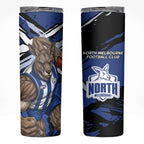 North Melbourne Football Club Skinny Tumbler Kangaroos Muscular Mascot Graphic - Abstract Paint Splatter Art