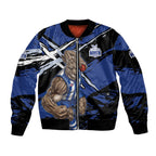 North Melbourne Football Club Sleeve Zip Bomber Jacket Kangaroos Muscular Mascot Graphic - Abstract Paint Splatter Art