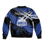 North Melbourne Football Club Sleeve Zip Bomber Jacket Kangaroos Muscular Mascot Graphic - Abstract Paint Splatter Art