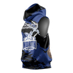 North Melbourne Football Club Sleeveless Hoodie Kangaroos Muscular Mascot Graphic - Abstract Paint Splatter Art