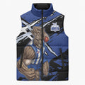 North Melbourne Football Club Sleeveless Puffer Jacket Kangaroos Muscular Mascot Graphic - Abstract Paint Splatter Art