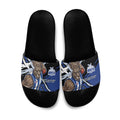 North Melbourne Football Club Slide Sandals Kangaroos Muscular Mascot Graphic - Abstract Paint Splatter Art