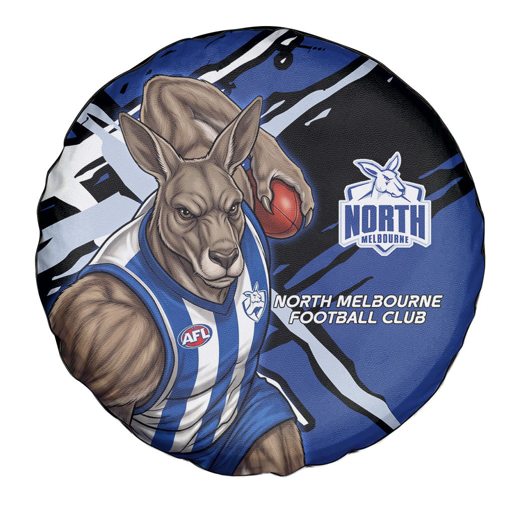 North Melbourne Football Club Spare Tire Cover Kangaroos Muscular Mascot Graphic - Abstract Paint Splatter Art