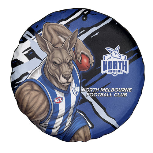 North Melbourne Football Club Spare Tire Cover Kangaroos Muscular Mascot Graphic - Abstract Paint Splatter Art