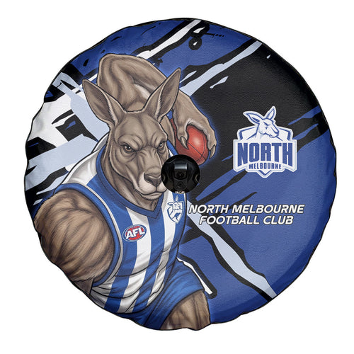 North Melbourne Football Club Spare Tire Cover Kangaroos Muscular Mascot Graphic - Abstract Paint Splatter Art