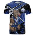 North Melbourne Football Club T Shirt Kangaroos Muscular Mascot Graphic - Abstract Paint Splatter Art