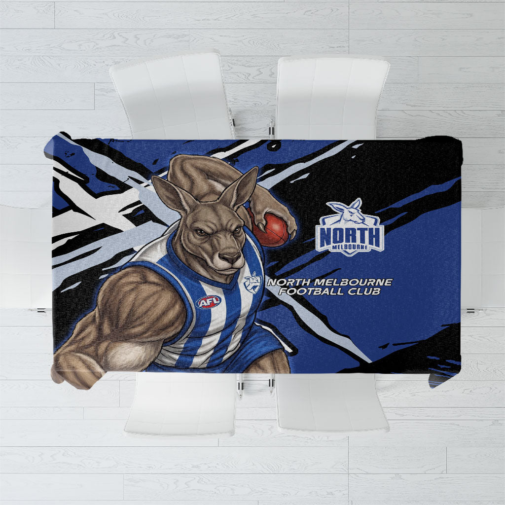 North Melbourne Football Club Tablecloth Kangaroos Muscular Mascot Graphic - Abstract Paint Splatter Art