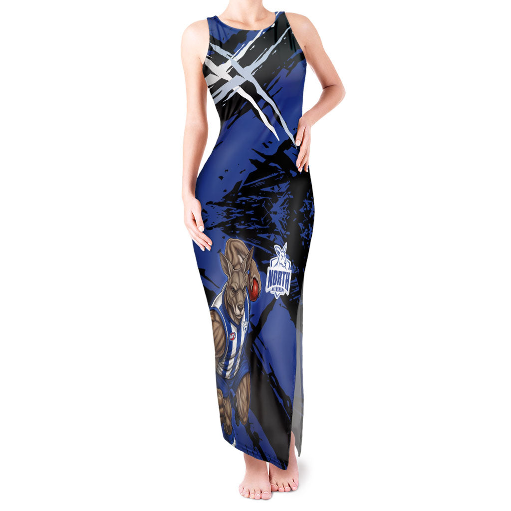 North Melbourne Football Club Tank Maxi Dress Kangaroos Muscular Mascot Graphic - Abstract Paint Splatter Art