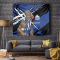 North Melbourne Football Club Tapestry Kangaroos Muscular Mascot Graphic - Abstract Paint Splatter Art