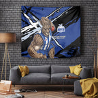 North Melbourne Football Club Tapestry Kangaroos Muscular Mascot Graphic - Abstract Paint Splatter Art