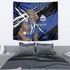North Melbourne Football Club Tapestry Kangaroos Muscular Mascot Graphic - Abstract Paint Splatter Art