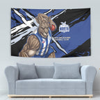North Melbourne Football Club Tapestry Kangaroos Muscular Mascot Graphic - Abstract Paint Splatter Art