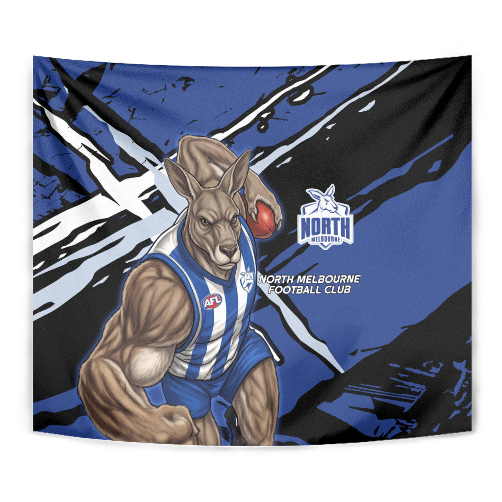 North Melbourne Football Club Tapestry Kangaroos Muscular Mascot Graphic - Abstract Paint Splatter Art