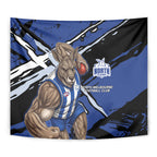 North Melbourne Football Club Tapestry Kangaroos Muscular Mascot Graphic - Abstract Paint Splatter Art