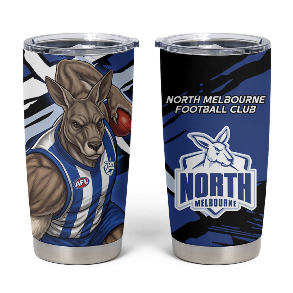 North Melbourne Football Club Tumbler Cup Kangaroos Muscular Mascot Graphic - Abstract Paint Splatter Art