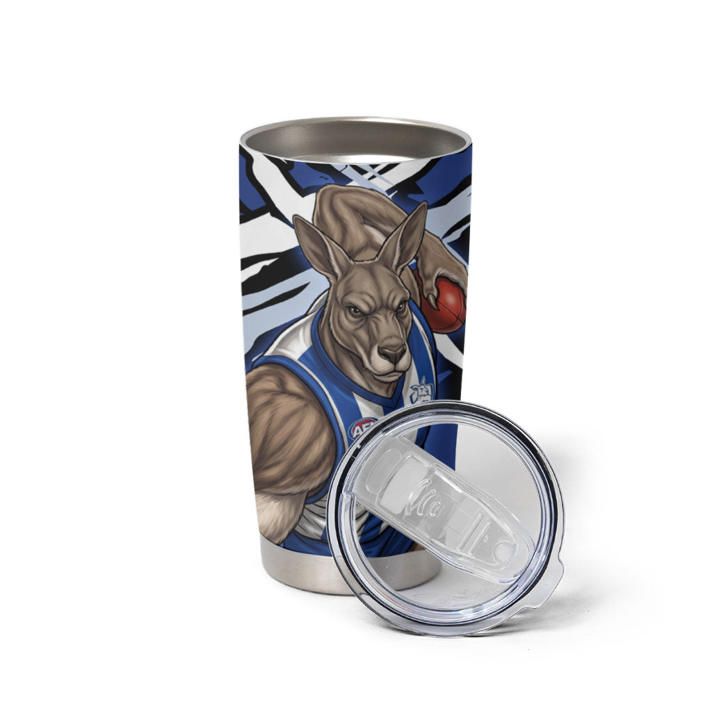 North Melbourne Football Club Tumbler Cup Kangaroos Muscular Mascot Graphic - Abstract Paint Splatter Art