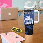 North Melbourne Football Club Tumbler With Handle Kangaroos Muscular Mascot Graphic - Abstract Paint Splatter Art