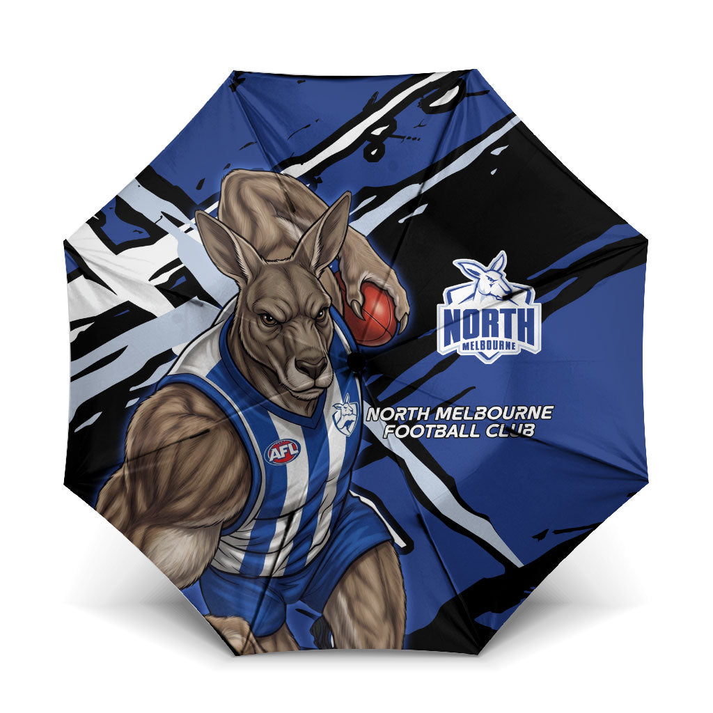 North Melbourne Football Club Umbrella Kangaroos Muscular Mascot Graphic - Abstract Paint Splatter Art