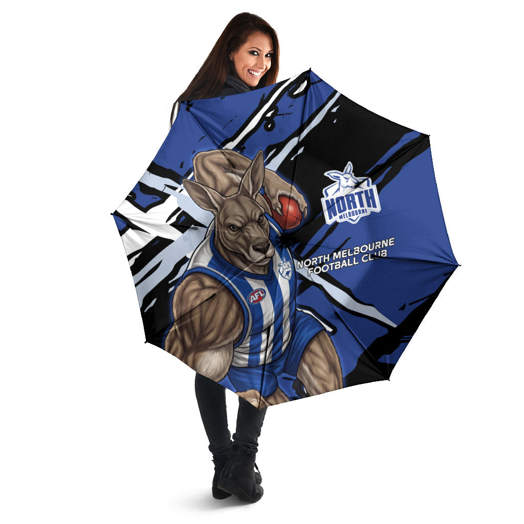 North Melbourne Football Club Umbrella Kangaroos Muscular Mascot Graphic - Abstract Paint Splatter Art
