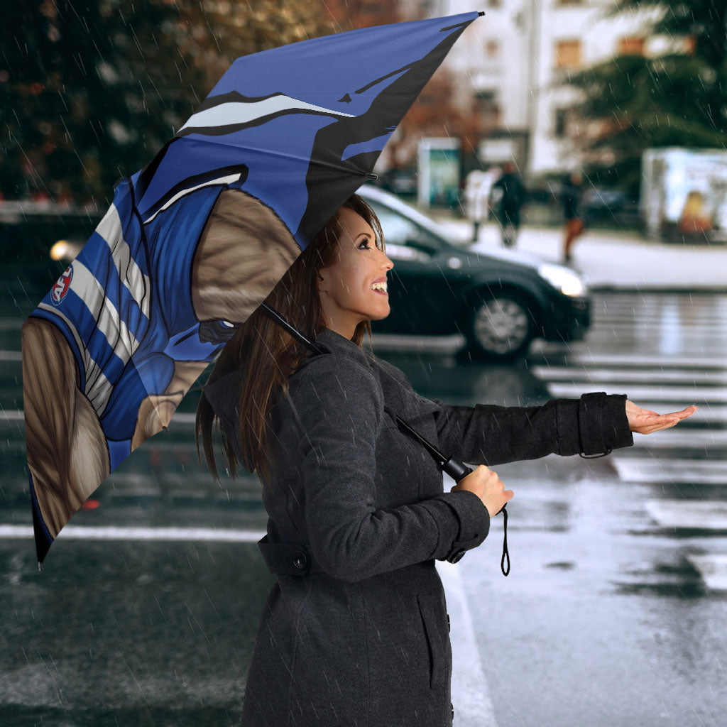 North Melbourne Football Club Umbrella Kangaroos Muscular Mascot Graphic - Abstract Paint Splatter Art