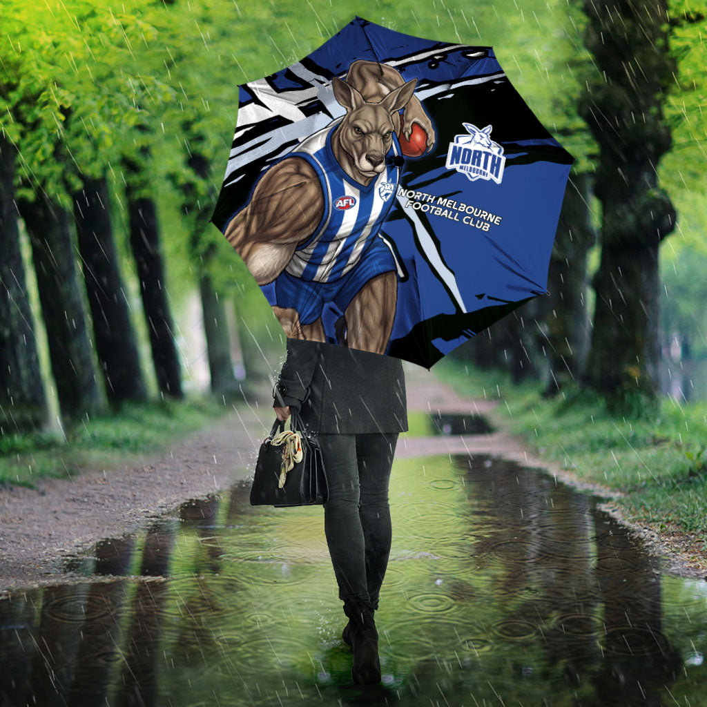 North Melbourne Football Club Umbrella Kangaroos Muscular Mascot Graphic - Abstract Paint Splatter Art