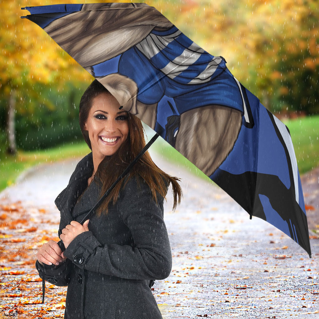 North Melbourne Football Club Umbrella Kangaroos Muscular Mascot Graphic - Abstract Paint Splatter Art
