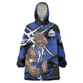 North Melbourne Football Club Wearable Blanket Hoodie Kangaroos Muscular Mascot Graphic - Abstract Paint Splatter Art