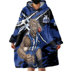 North Melbourne Football Club Wearable Blanket Hoodie Kangaroos Muscular Mascot Graphic - Abstract Paint Splatter Art
