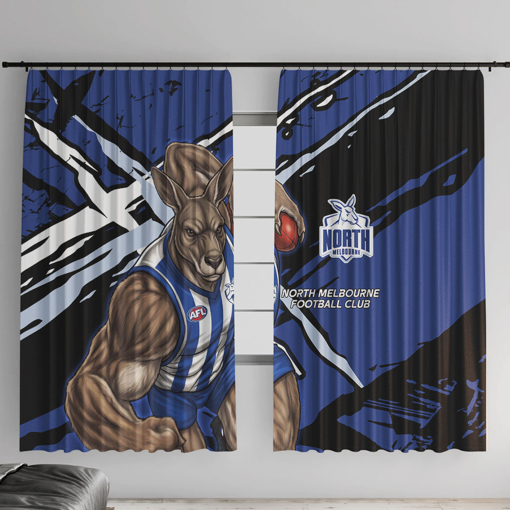 North Melbourne Football Club Window Curtain Kangaroos Muscular Mascot Graphic - Abstract Paint Splatter Art