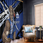 North Melbourne Football Club Window Curtain Kangaroos Muscular Mascot Graphic - Abstract Paint Splatter Art