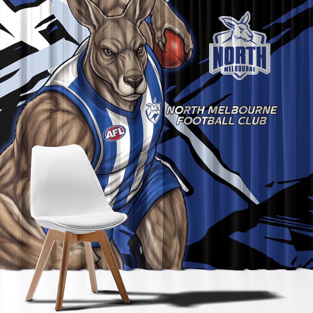 North Melbourne Football Club Window Curtain Kangaroos Muscular Mascot Graphic - Abstract Paint Splatter Art