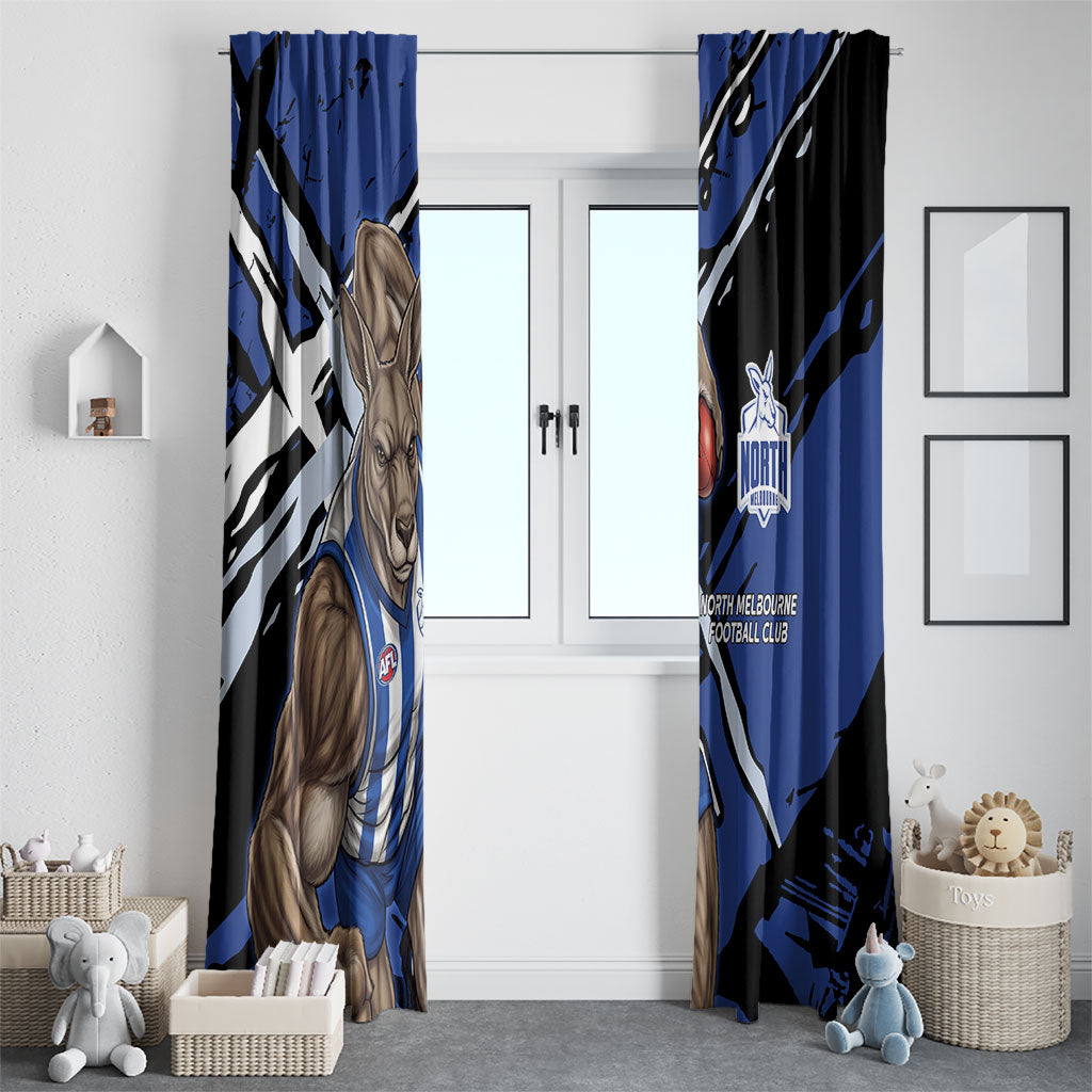 North Melbourne Football Club Window Curtain Kangaroos Muscular Mascot Graphic - Abstract Paint Splatter Art
