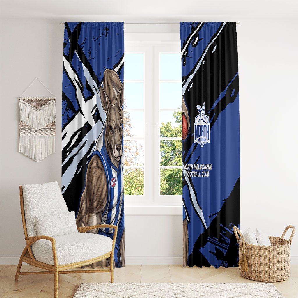 North Melbourne Football Club Window Curtain Kangaroos Muscular Mascot Graphic - Abstract Paint Splatter Art