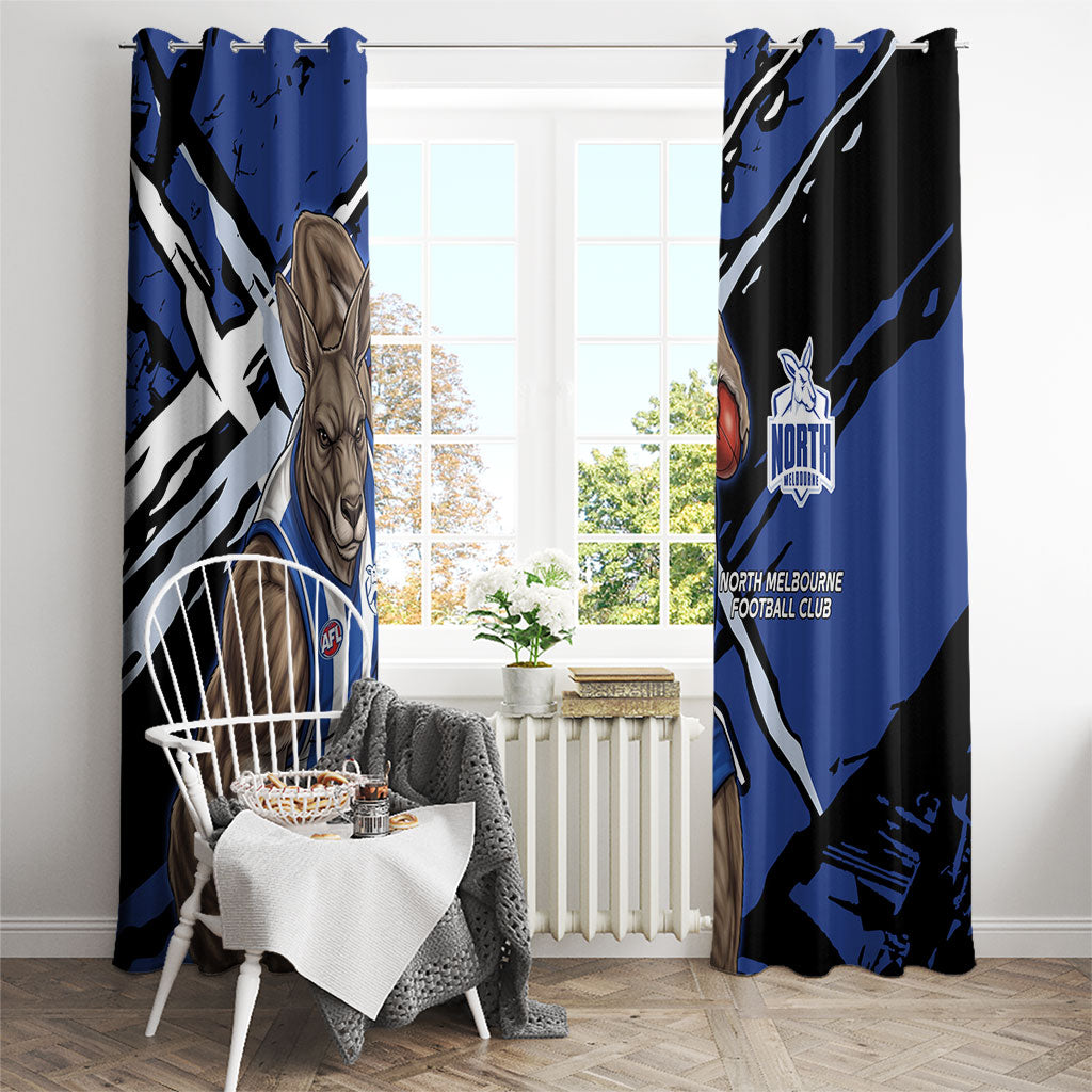 North Melbourne Football Club Window Curtain Kangaroos Muscular Mascot Graphic - Abstract Paint Splatter Art