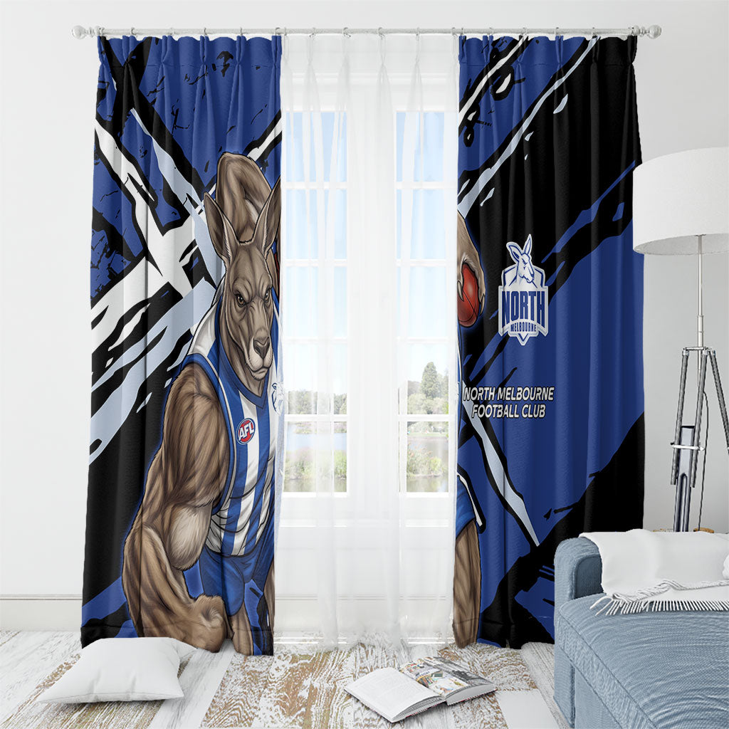 North Melbourne Football Club Window Curtain Kangaroos Muscular Mascot Graphic - Abstract Paint Splatter Art