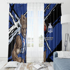 North Melbourne Football Club Window Curtain Kangaroos Muscular Mascot Graphic - Abstract Paint Splatter Art