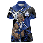 North Melbourne Football Club Women Polo Shirt Kangaroos Muscular Mascot Graphic - Abstract Paint Splatter Art