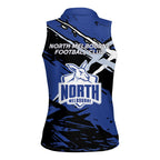 North Melbourne Football Club Women Sleeveless Polo Shirt Kangaroos Muscular Mascot Graphic - Abstract Paint Splatter Art