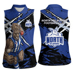 North Melbourne Football Club Women Sleeveless Polo Shirt Kangaroos Muscular Mascot Graphic - Abstract Paint Splatter Art