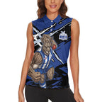 North Melbourne Football Club Women Sleeveless Polo Shirt Kangaroos Muscular Mascot Graphic - Abstract Paint Splatter Art
