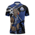 North Melbourne Football Club Zipper Polo Shirt Kangaroos Muscular Mascot Graphic - Abstract Paint Splatter Art