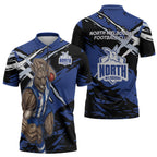 North Melbourne Football Club Zipper Polo Shirt Kangaroos Muscular Mascot Graphic - Abstract Paint Splatter Art