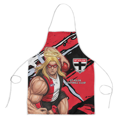 St Kilda Football Club Apron Saints Muscular Mascot Graphic - Abstract Paint Splatter Art